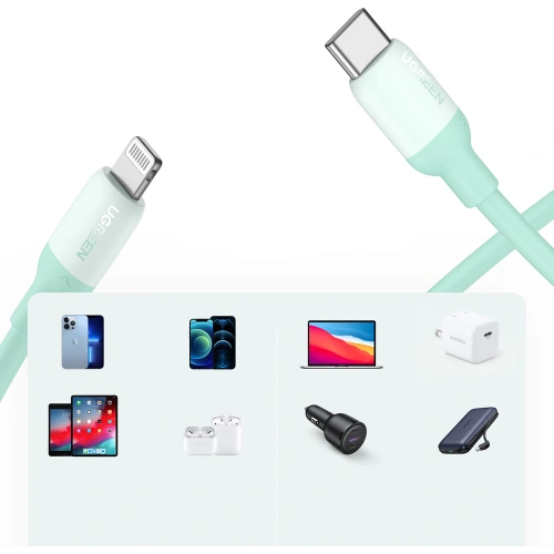 Kup Kabel UGREEN US387 USB-C - Lightning MFI C94 Power Delivery 1m zelený - UGR1236GRN - {ean13} - Sklep Home Screen