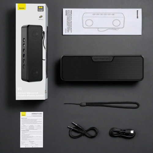 Kup Bezdrátový bluetooth reproduktor Baseus V1 vodotěsný černý - BSU3328BLK - {ean13} - Sklep Home Screen