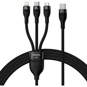 Kabel 3w1 Baseus Flash Series II USB-C - USB-C, Lightning, micro USB 100W 1,5m černý