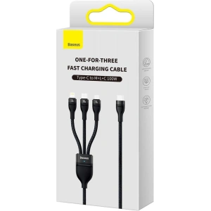 Kabel 3w1 Baseus Flash Series II USB-C  - USB-C, Lightning, micro USB 100W 1,5m czarny