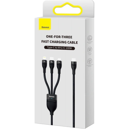 Kup 3-in-1-Kabel Baseus Flash Series II USB-C - USB-C, Lightning, micro USB 100W 1,5m schwarz - BSU3329BLK - {ean13} - Sklep Home Screen