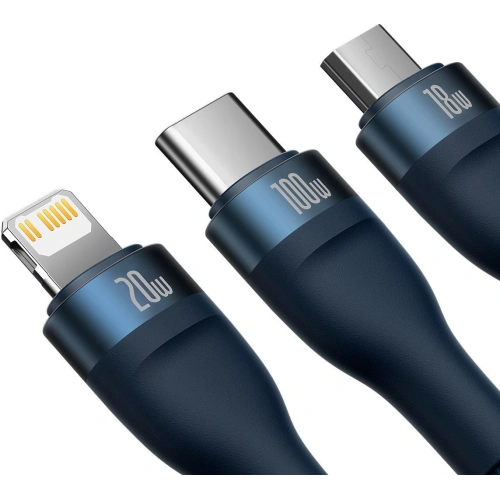 Buy Baseus Flash Series II USB Type C / USB Type A cable - USB Type C / Lightning / micro USB 100 W 1.5 m blue - BSU3330BLU - {ean13} - Home Screen Store Europe