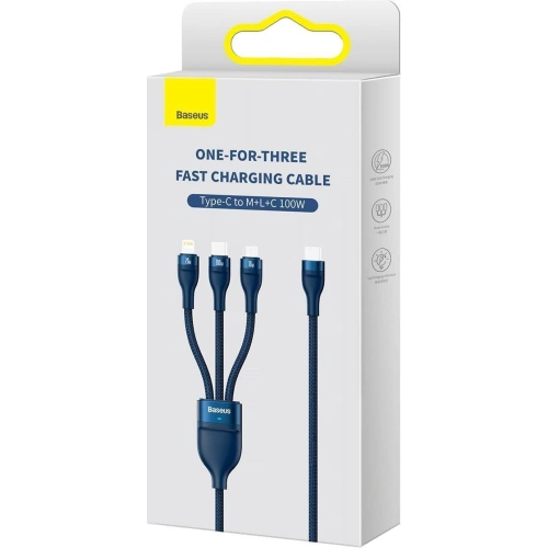 Buy Baseus Flash Series II USB Type C / USB Type A cable - USB Type C / Lightning / micro USB 100 W 1.5 m blue - BSU3330BLU - {ean13} - Home Screen Store Europe