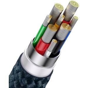 Kabel 3w1 Baseus Flash Series II USB-C/USB-A  - USB-C, Lightning, micro USB 100W 1,5m niebieski