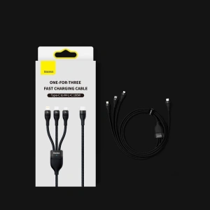 Kabel 3w1 Baseus Flash Series II USB-C/USB-A  - USB-C, Lightning, micro USB 100W 1,5m niebieski