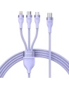 Kabel 3-in-1 Baseus Flash Series II USB-C/USB-A - USB-C, Lightning, micro USB 100W 1,5m violett