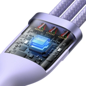 Kabel 3w1 Baseus Flash Series II USB-C/USB-A  - USB-C, Lightning, micro USB 100W 1,5m fioletowy