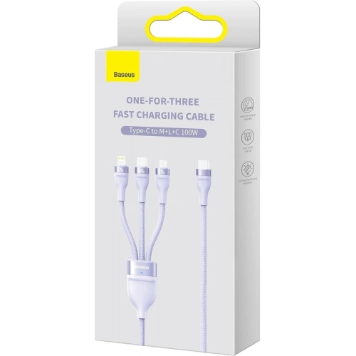 Kup Kabel 3-in-1 Baseus Flash Series II USB-C/USB-A - USB-C, Lightning, micro USB 100W 1,5m violett - BSU3331PRP - {ean13} - Sklep Home Screen