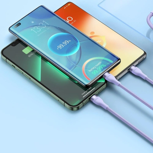 Kup Kábel 3w1 Baseus Flash Series II USB-C/USB-A - USB-C, Lightning, micro USB 100W 1,5m lila - BSU3331PRP - {ean13} - Sklep Home Screen
