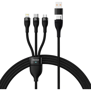Kabel 3w1 Baseus Flash Series II USB-C/USB-A - USB-C, Lightning, micro USB 100W 1,2m černý