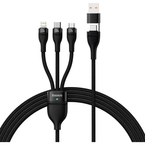 Kup Kabel 3w1 Baseus Flash Series II USB-C/USB-A - USB-C, Lightning, micro USB 100W 1,2m černý - BSU3332BLK - {ean13} - Sklep Home Screen