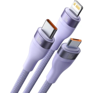 Kabel 3w1 Baseus Flash Series II USB-C/USB-A  - USB-C, Lightning, micro USB 100W 1,2m fioletowy