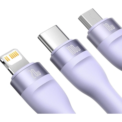 Buy Baseus Flash Series II USB Type C / USB Type A cable - USB Type C / Lightning / micro USB 100 W 1.2 m purple - BSU3334PRP - {ean13} - Home Screen Store Europe