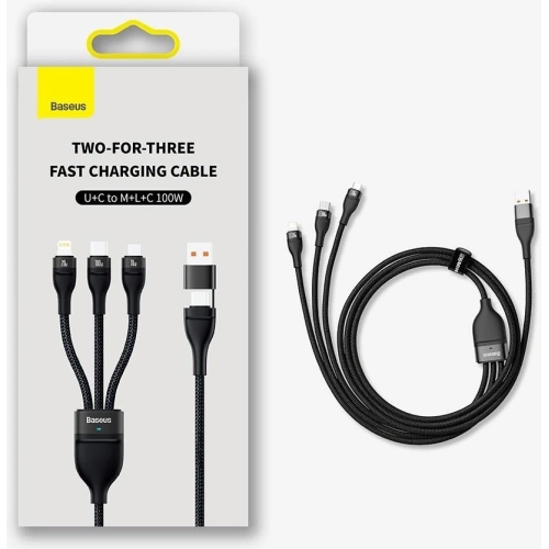 Kup Kabel 3-in-1 Baseus Flash Series II USB-C/USB-A - USB-C, Lightning, micro USB 100W 1,2m violett - BSU3334PRP - {ean13} - Sklep Home Screen
