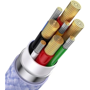 Kabel 3w1 Baseus Flash Series II USB-C/USB-A  - USB-C, Lightning, micro USB 100W 1,2m fioletowy