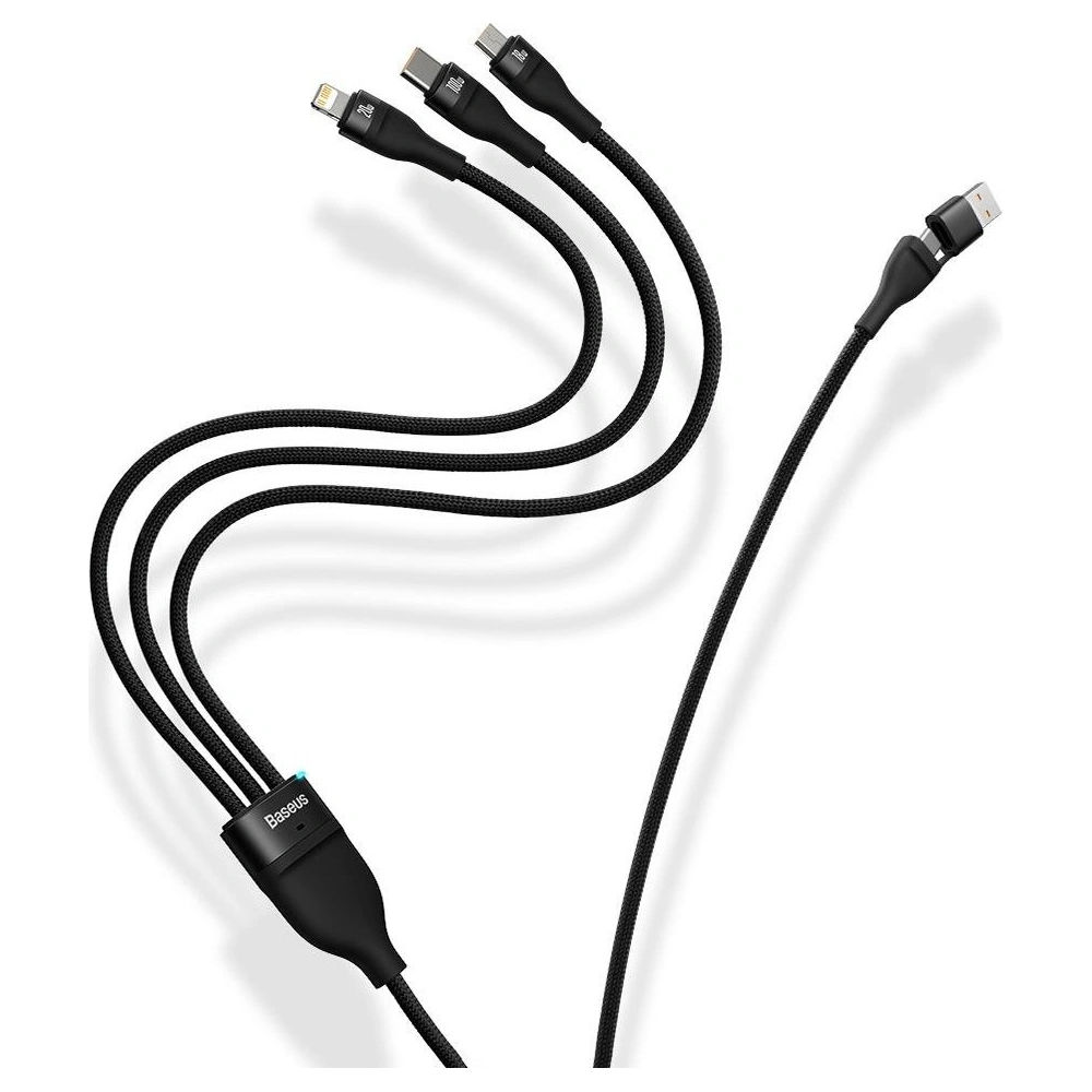 Kabel 3w1 Baseus Flash Series II USB-C/USB-A  - USB-C, Lightning, micro USB 100W 1,2m fioletowy
