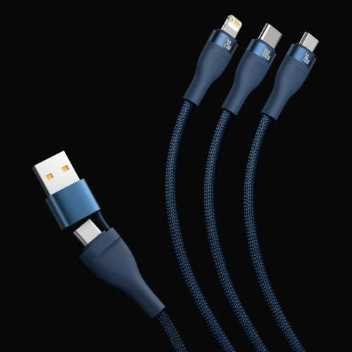 Kup Kabel 3-in-1 Baseus Flash Series II USB-C/USB-A - USB-C, Lightning, micro USB 100W 1,2m violett - BSU3334PRP - {ean13} - Sklep Home Screen