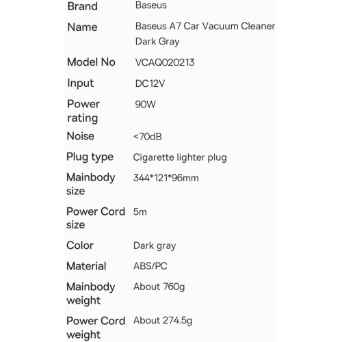 Kup Auto-Staubsauger Baseus A7 90W 6000Pa dunkelgrau - BSU3335GRY - {ean13} - Sklep Home Screen