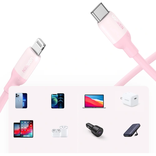 Kup Kabel UGREEN US387 USB-C - Lightning MFI C94 Power Delivery 1m różowy - UGR1248PNK - {ean13} - Sklep Home Screen
