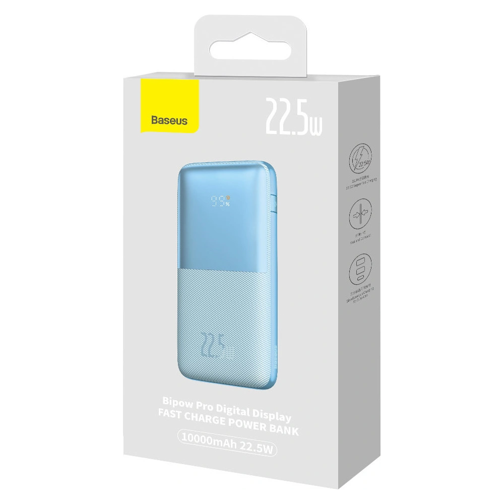 Powerbank Baseus Bipow Pro 10000mAh 22.5W + kabel USB 3A 0.3m niebieski