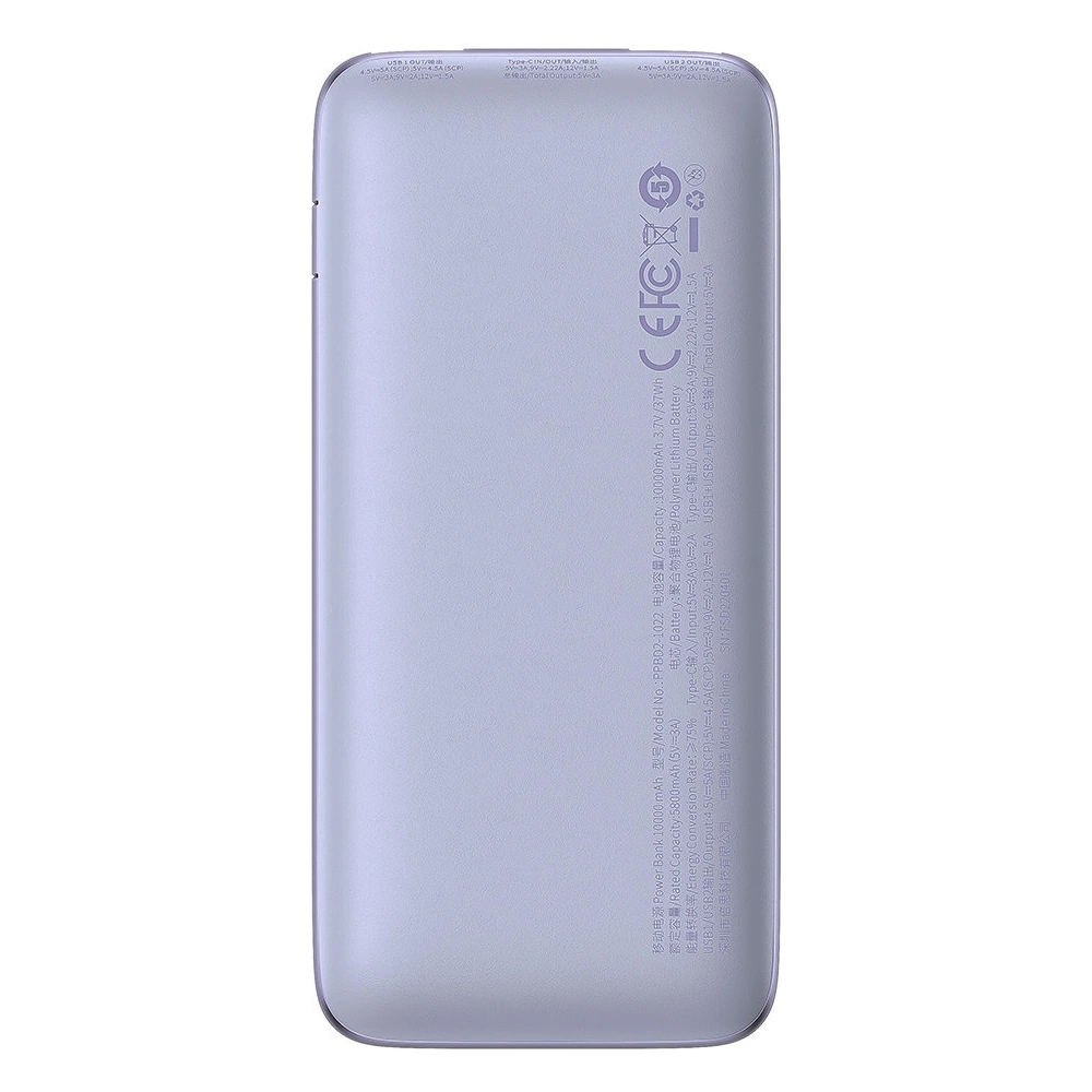 Powerbank Baseus Bipow Pro 10000mAh 22.5W + kabel USB 3A 0.3m fioletowy