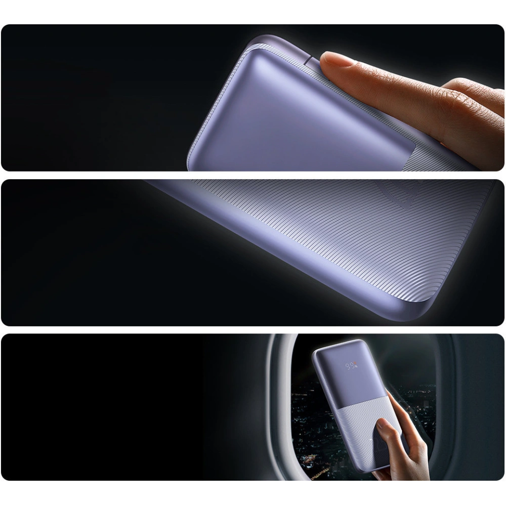 Powerbank Baseus Bipow Pro 10000mAh 22.5W + kabel USB 3A 0.3m fioletowy