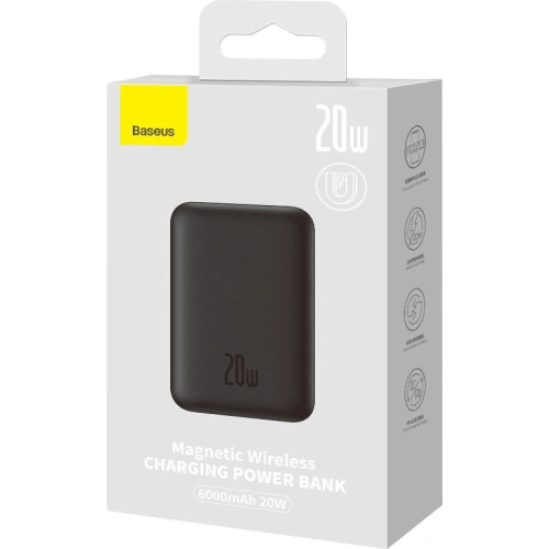 Kup Powerbank Baseus magnetic 6000mAh 20W + cablu USB Tip C 60W 50cm negru - BSU3346BLK - {ean13} - Sklep Home Screen