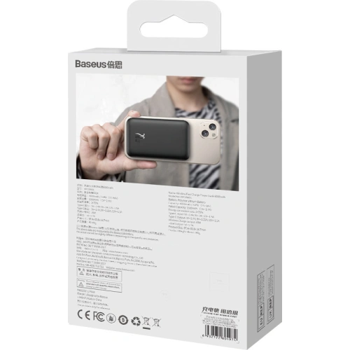 Kup Powerbank Baseus magnetyczny 6000mAh 20W + kabel USB Typ C 60W 50cm czarny - BSU3346BLK - {ean13} - Sklep Home Screen