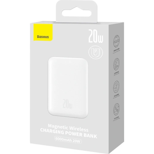Kup Powerbank Baseus magnetisch 6000mAh 20W + USB Typ C Kabel 60W 50cm weiß - BSU3347WHT - {ean13} - Sklep Home Screen