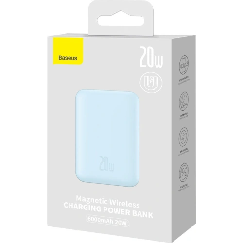 Kup Powerbank Baseus magnetic 6000mAh 20W + cablu USB Tip C 60W 50cm albastru - BSU3348BLU - {ean13} - Sklep Home Screen
