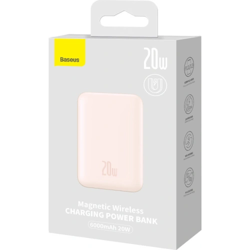 Kup Powerbank Baseus magnetický 6000mAh 20W + kabel USB Typ C 60W 50cm růžový - BSU3349PNK - {ean13} - Sklep Home Screen
