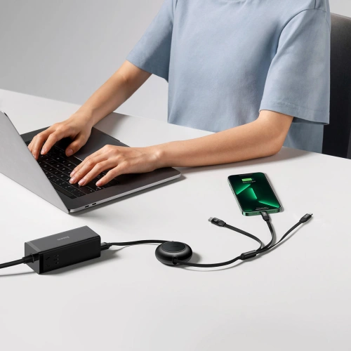 Kup Ausziehbares 3-in-1-Kabel Baseus Bright Mirror 2 USB-A - micro USB + Lightning + USB-C 66W 1.1m schwarz - BSU3355BLK - {ean13} - Sklep Home Screen
