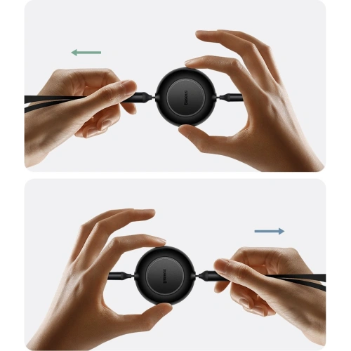 Kup Cablul retractabil 3w1 Baseus Bright Mirror 2 USB-A - micro USB + Lightning + USB-C 66W 1.1m negru - BSU3355BLK - {ean13} - Sklep Home Screen