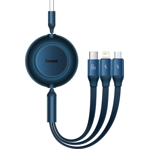 Buy Baseus Bright Mirror 2 retractable cable 3in1 USB Type A - micro USB + Lightning + USB Type C 66W 1.1m blue - BSU3356BLU - {ean13} - Home Screen Store Europe