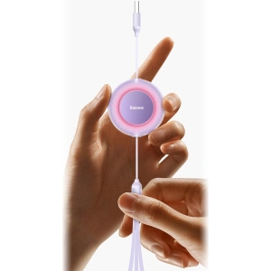 Zwijany kabel 3w1 Baseus Bright Mirror 2 USB-A - micro USB + Lightning + USB-C 66W 1.1m niebieski