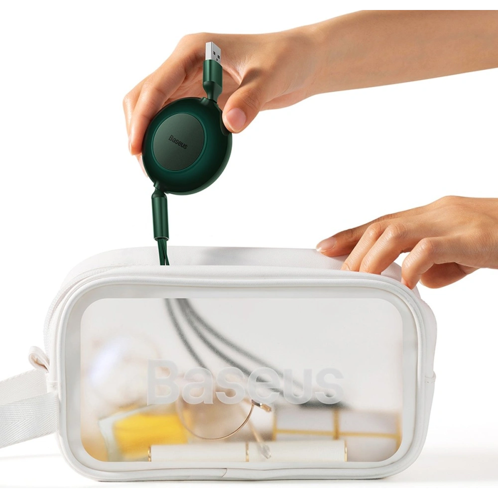 Zwijany kabel 3w1 Baseus Bright Mirror 2 USB-A - micro USB + Lightning + USB-C 66W 1.1m niebieski