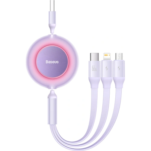 Kup Összecsukható kábel 3w1 Baseus Bright Mirror 2 USB-A - micro USB + Lightning + USB-C 66W 1.1m lila - BSU3357PRP - {ean13} - Sklep Home Screen