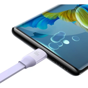Zwijany kabel 3w1 Baseus Bright Mirror 2 USB-A - micro USB + Lightning + USB-C 66W 1.1m fioletowy