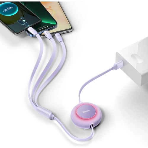 Kup Cablul pliabil 3în1 Baseus Bright Mirror 2 USB-A - micro USB + Lightning + USB-C 66W 1.1m violet - BSU3357PRP - {ean13} - Sklep Home Screen