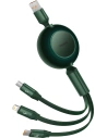 Összecsukható kábel 3w1 Baseus Bright Mirror 2 USB-A - micro USB + Lightning + USB-C 66W 1.1m zöld