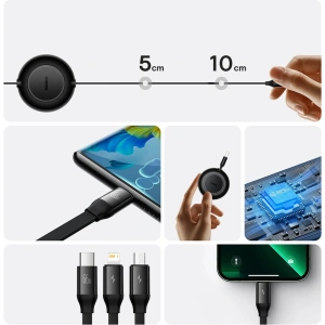 Zwijany kabel 3w1 Baseus Bright Mirror 2 USB-A - micro USB + Lightning + USB-C 66W 1.1m zielony