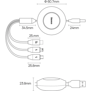 Zwijany kabel 3w1 Baseus Bright Mirror 2 USB-A - micro USB + Lightning + USB-C 66W 1.1m zielony