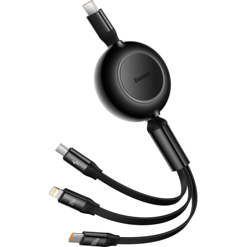 Buy Baseus Bright Mirror 2 retractable cable 3in1 USB Type C - micro USB + Lightning + USB Type C 3.5A 1.1m black - BSU3361BLK - {ean13} - Home Screen Store Europe