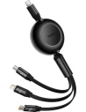 Cablul retractabil 3 în 1 Baseus Bright Mirror 2 USB-C - micro USB + Lightning + USB-C 3.5A 1.1m negru