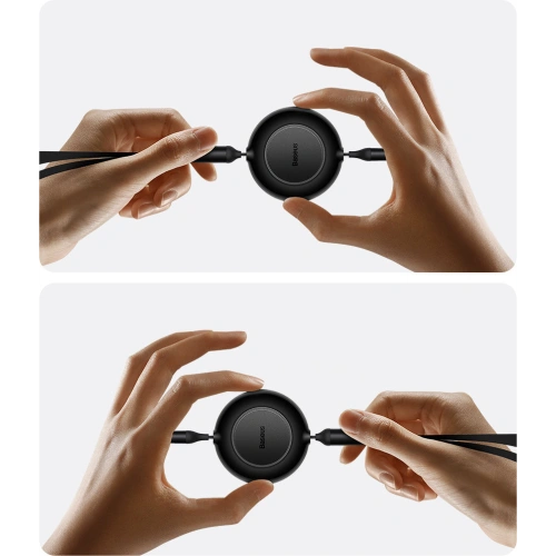Buy Baseus Bright Mirror 2 retractable cable 3in1 USB Type C - micro USB + Lightning + USB Type C 3.5A 1.1m black - BSU3361BLK - {ean13} - Home Screen Store Europe