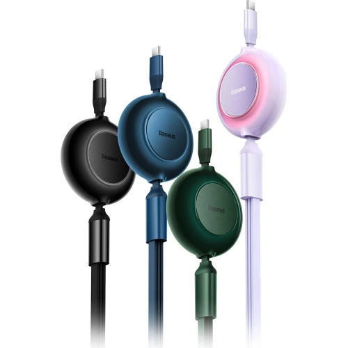 Buy Baseus Bright Mirror 2 retractable cable 3in1 USB Type C - micro USB + Lightning + USB Type C 3.5A 1.1m black - BSU3361BLK - {ean13} - Home Screen Store Europe