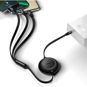 Zwijany kabel 3w1 Baseus Bright Mirror 2 USB-C - micro USB + Lightning + USB-C 3.5A 1.1m czarny