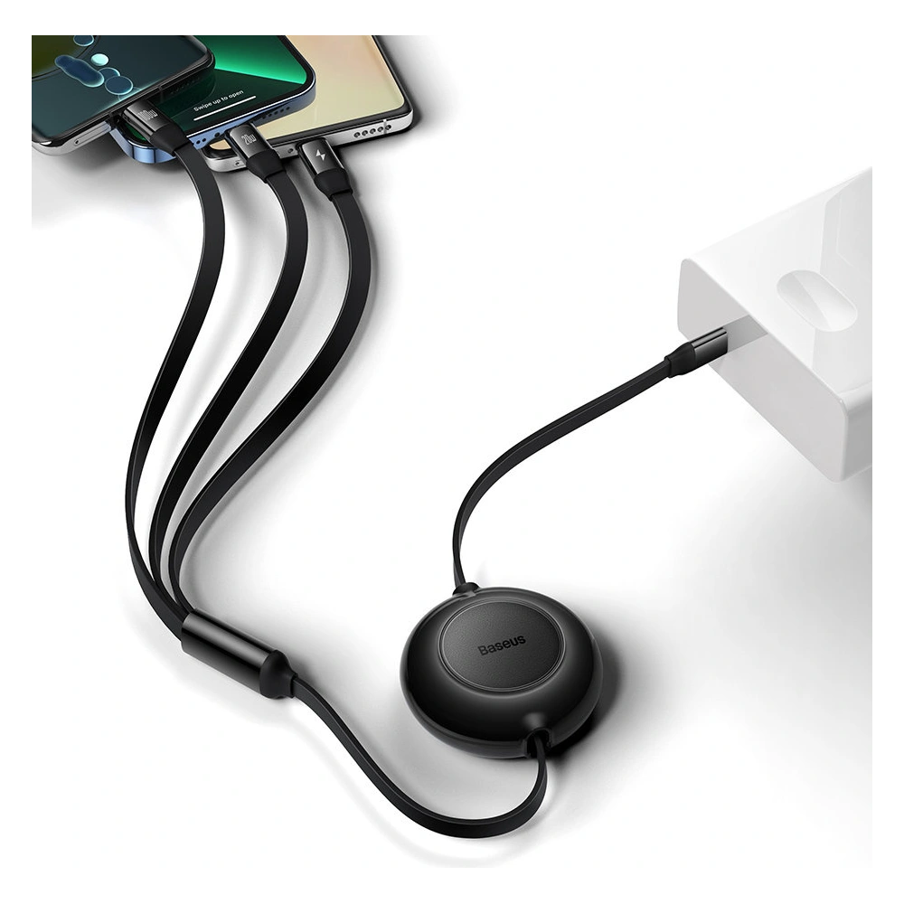 Zwijany kabel 3w1 Baseus Bright Mirror 2 USB-C - micro USB + Lightning + USB-C 3.5A 1.1m czarny