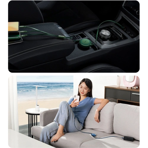 Buy Baseus Bright Mirror 2 retractable cable 3in1 USB Type C - micro USB + Lightning + USB Type C 3.5A 1.1m black - BSU3361BLK - {ean13} - Home Screen Store Europe