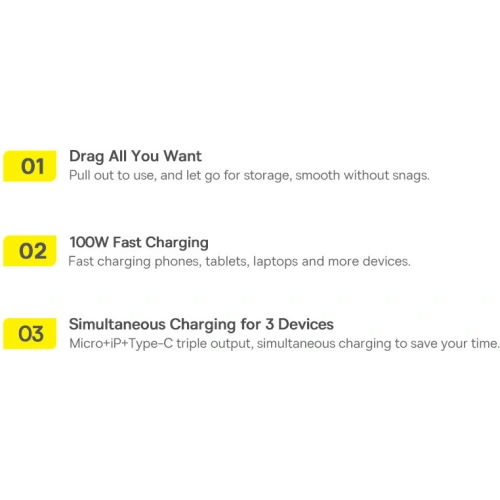 Kup Zwijany kabel 3w1 Baseus Bright Mirror 2 USB-C - micro USB + Lightning + USB-C 3.5A 1.1m czarny - BSU3361BLK - {ean13} - Sklep Home Screen